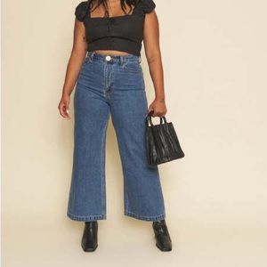 Whimsy & Row Sz 29 Jeans Flora Pant Denim Crop Wide Leg